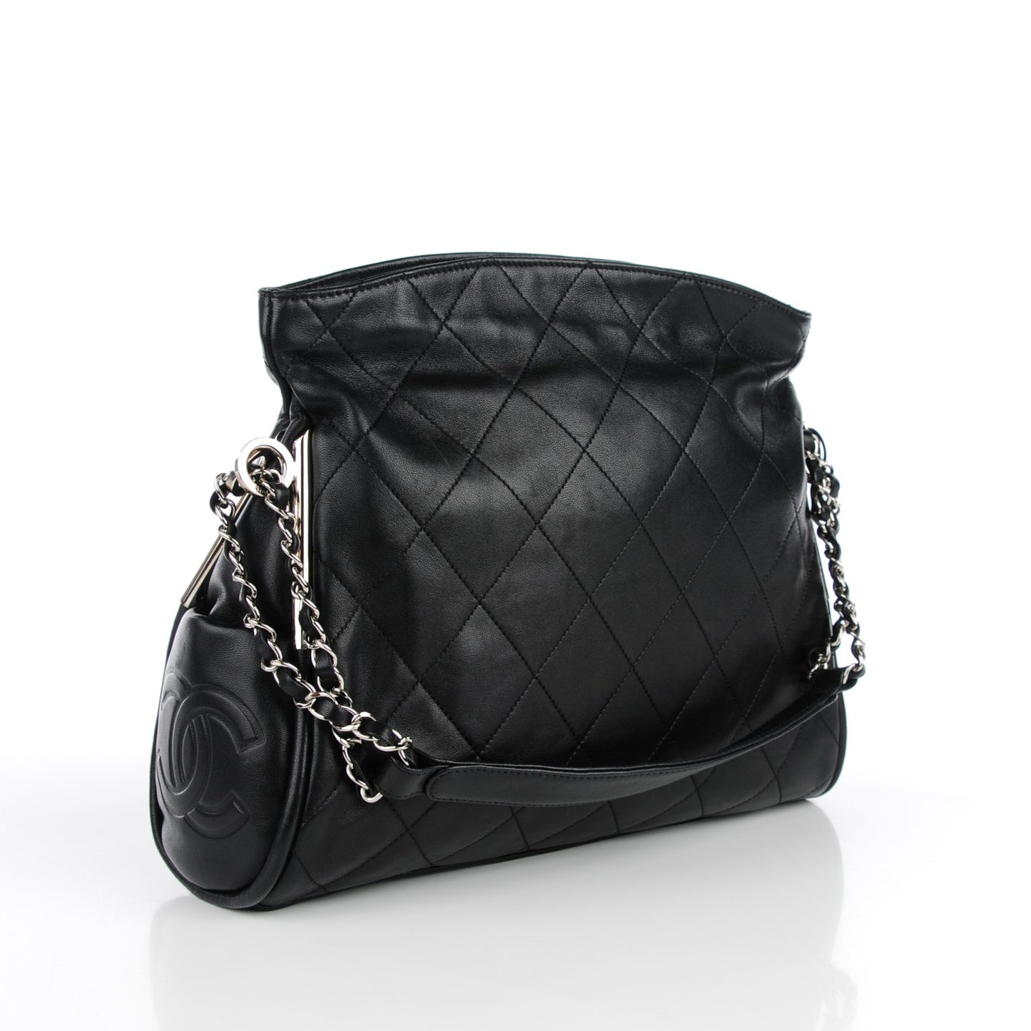 Lambskin Stitched Medium Ultimate Soft Tote Black