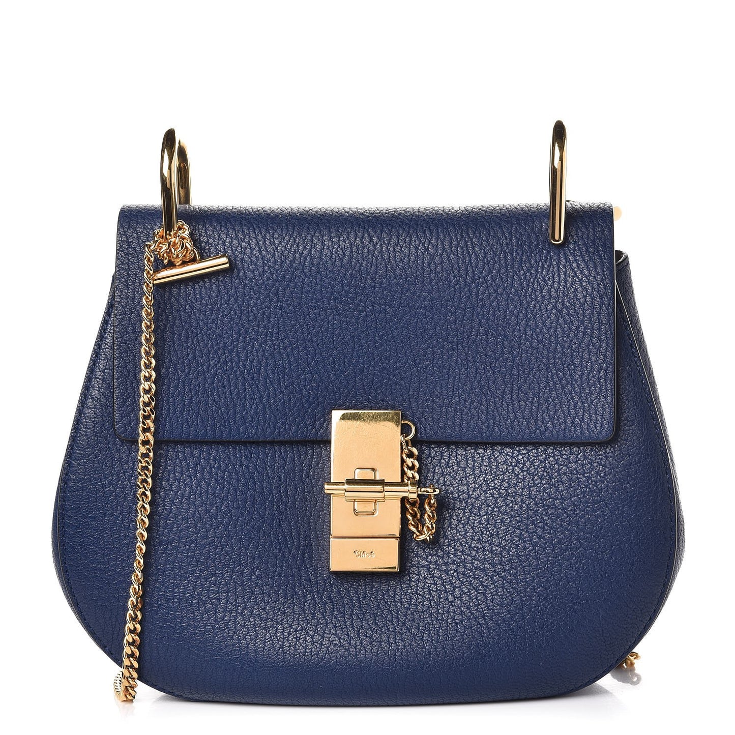 Grained Lambskin Drew Shoulder Bag Royal Navy