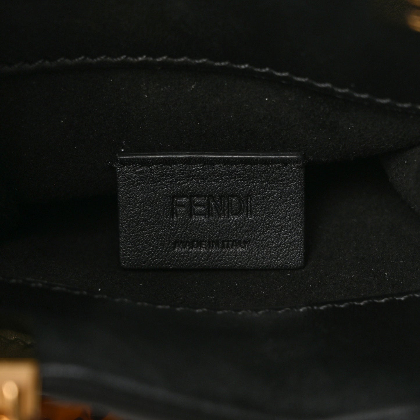 Vitello Plexiglass FF Embossed Mini Fendi Sunshine Shopper Tote Black