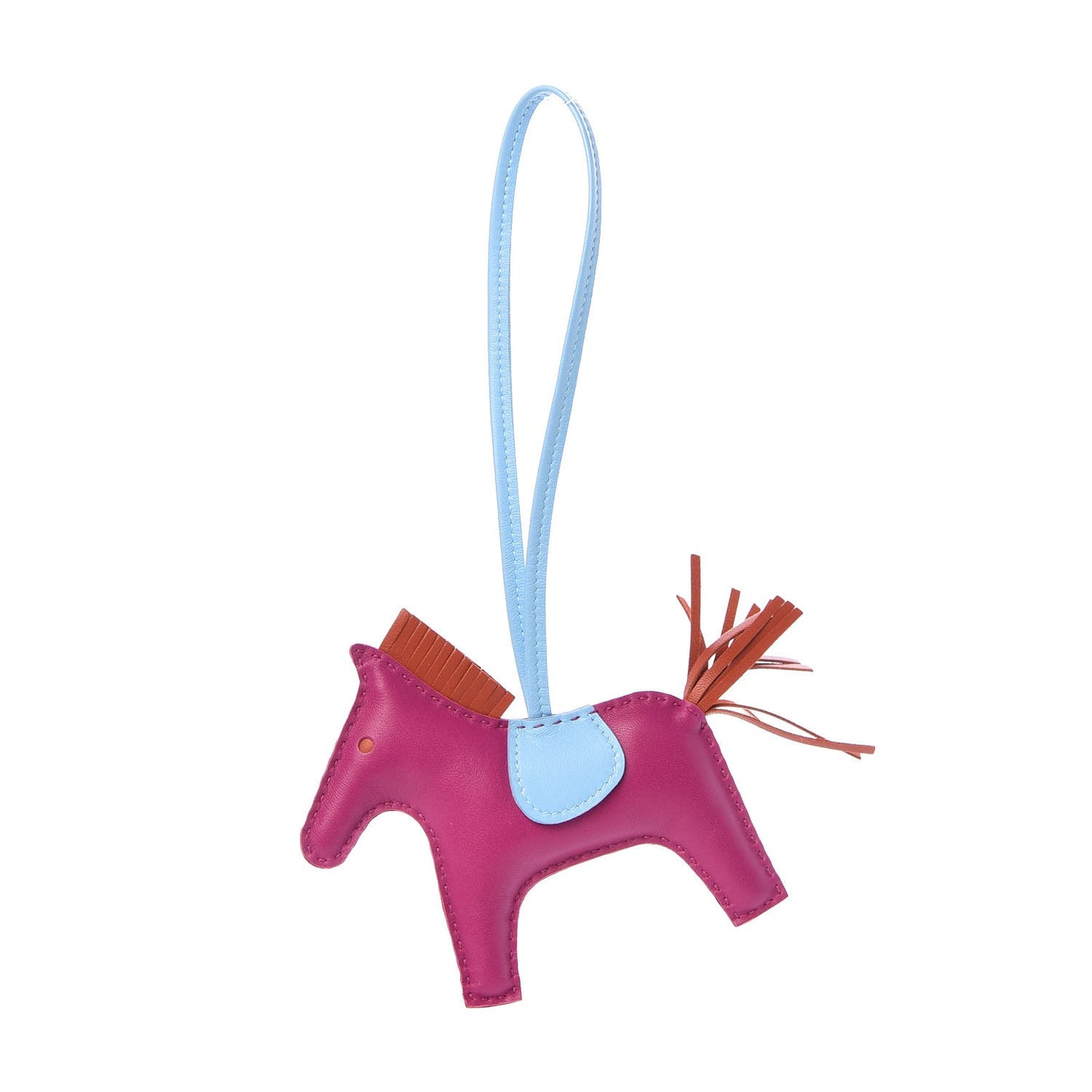 Milo Lambskin Grigri Rodeo Horse Bag Charm MM Rose Pourpre Cornaline Celeste
