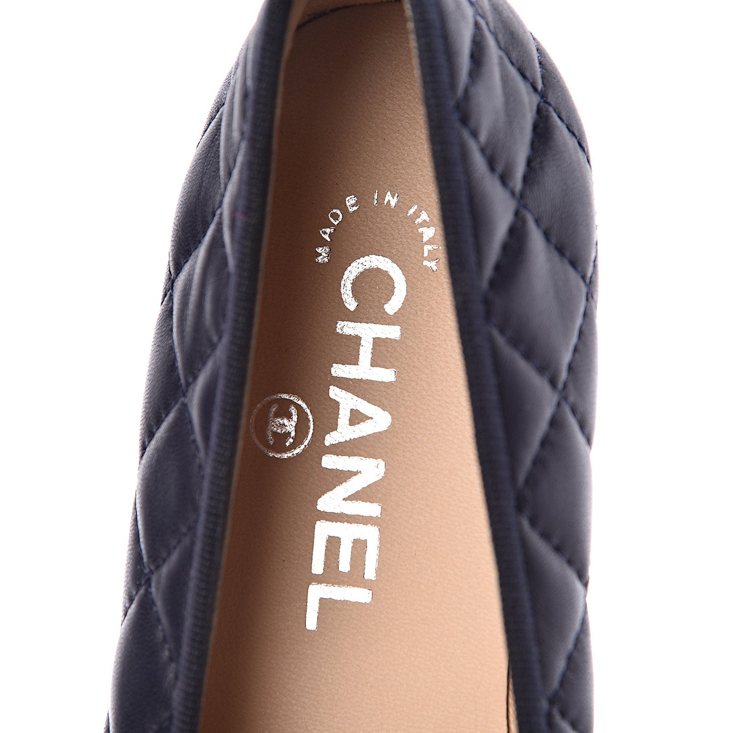 Quilted Lambskin CC Ballerina Flats 37 Navy