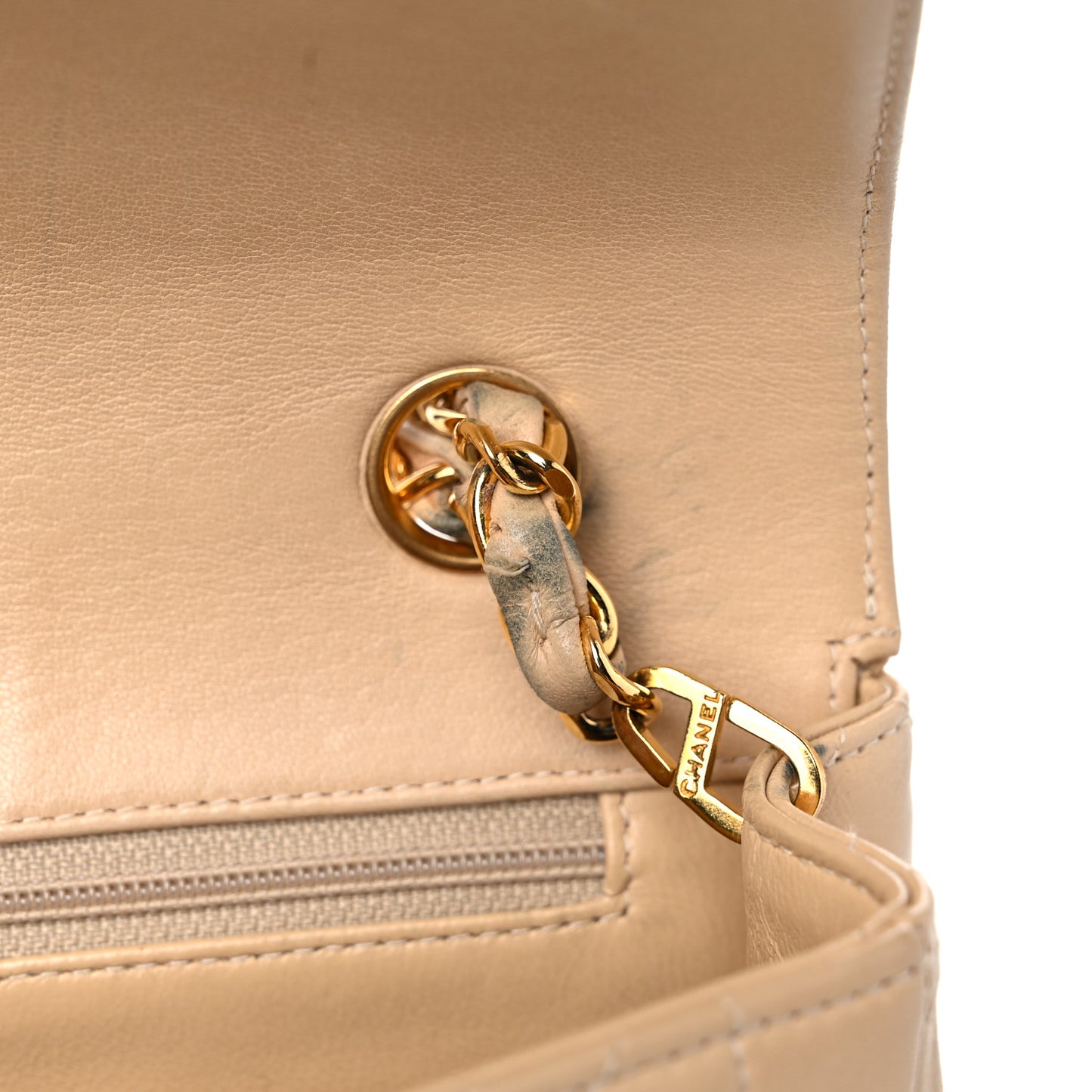 Lambskin Quilted Mini Square Flap Beige