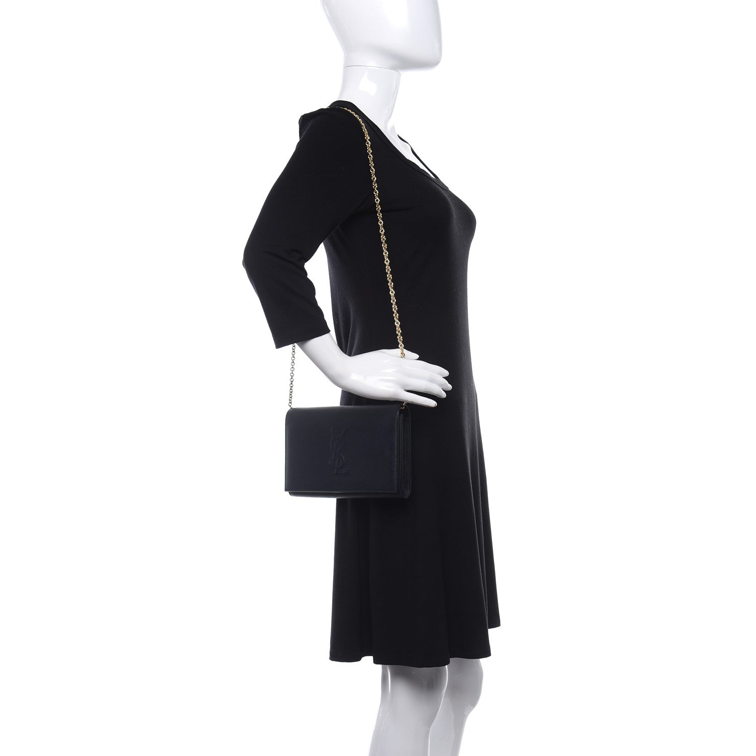 Saint Laurent Calfskin Monogram Belle de Jour Chain Clutch Navy 2 of 11