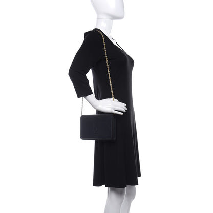 Saint Laurent Calfskin Monogram Belle de Jour Chain Clutch Navy 2 of 11