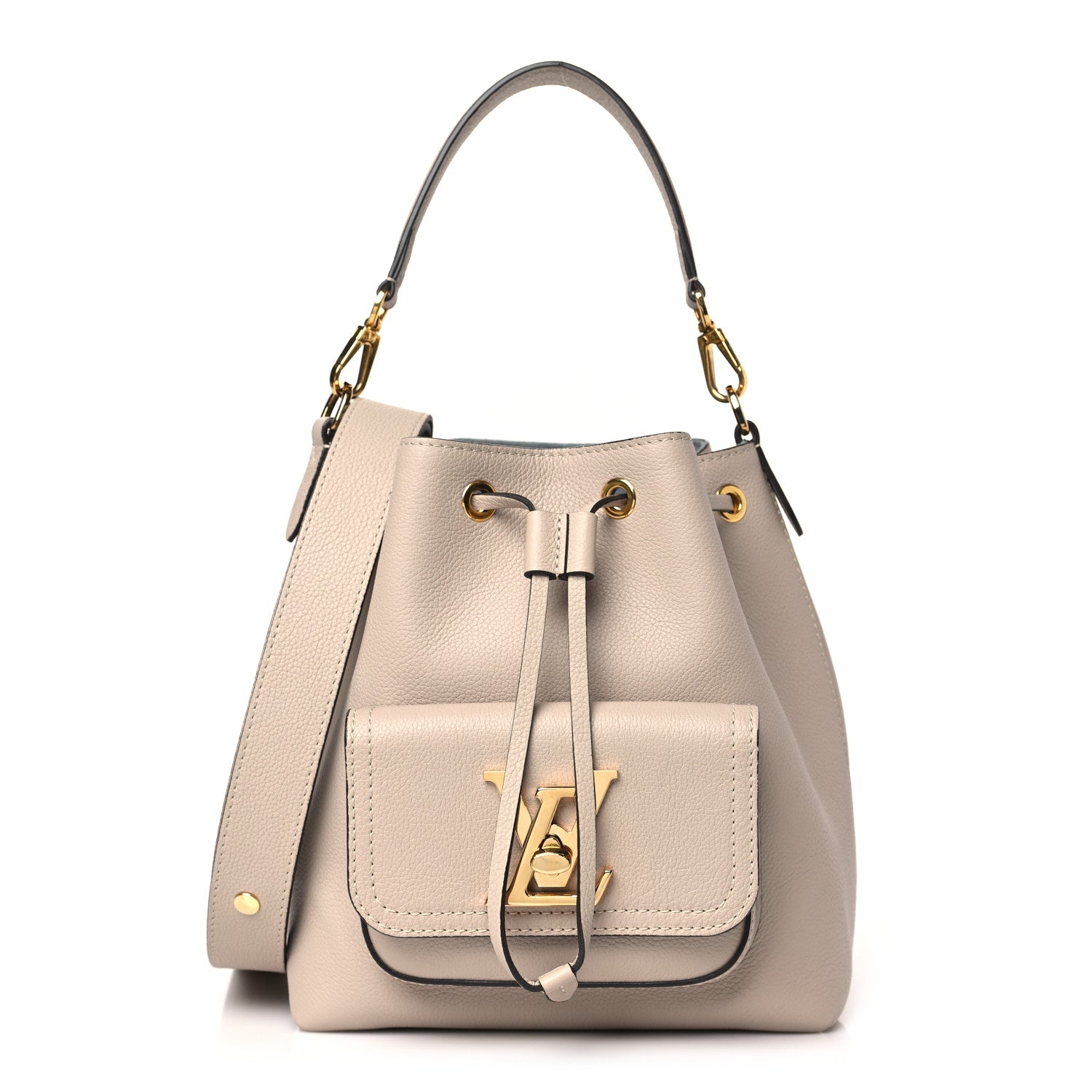 Louis Vuitton Calfskin Lockme Bucket MM Greige 1 of 8