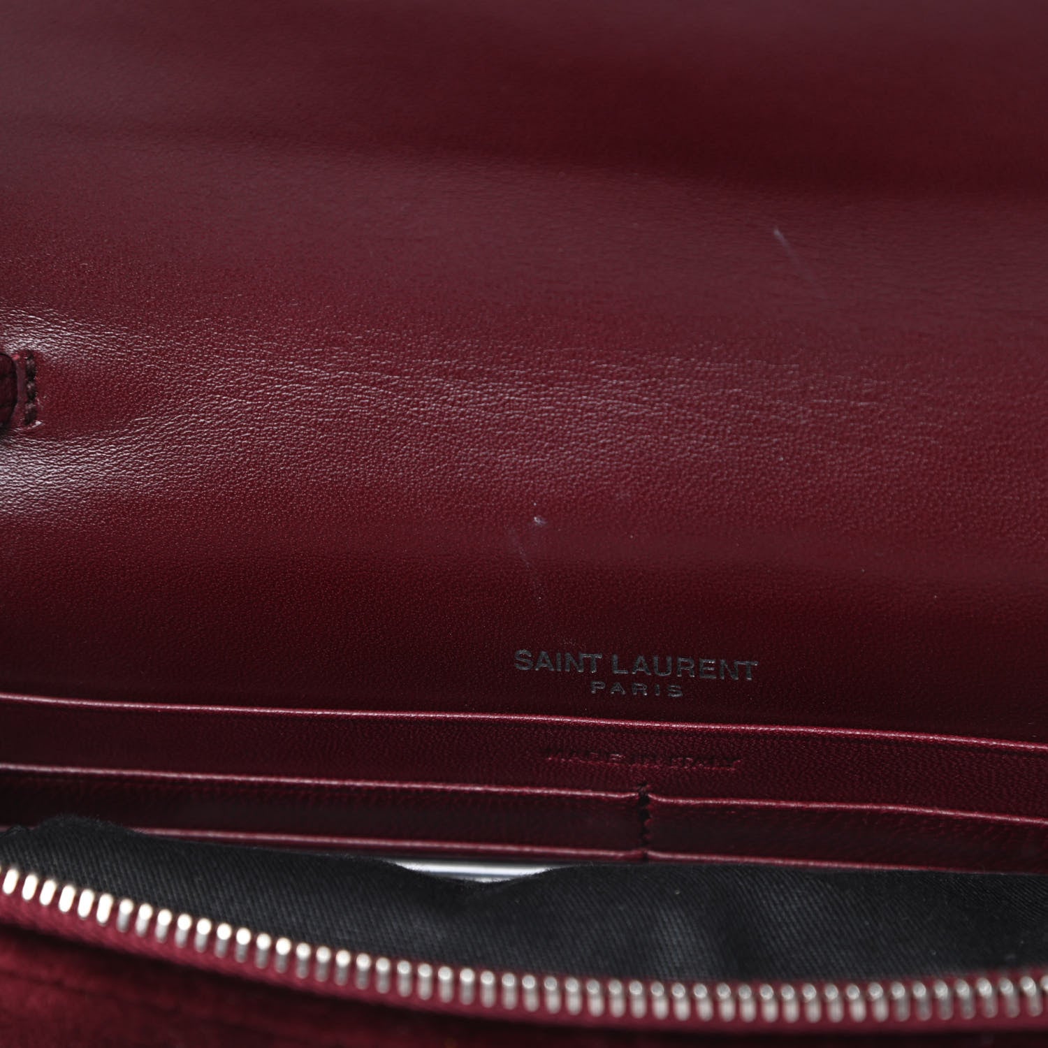Saint Laurent Velvet Crystal Monogram Kate Tassel Shoulder Bag Burgundy 11 of 14