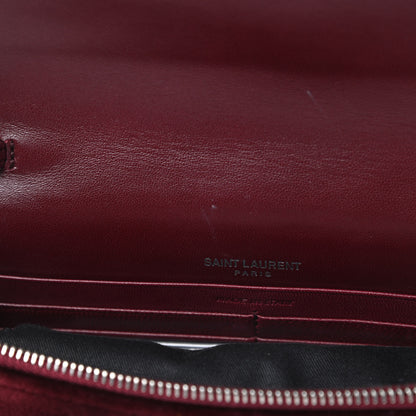 Saint Laurent Velvet Crystal Monogram Kate Tassel Shoulder Bag Burgundy 11 of 14