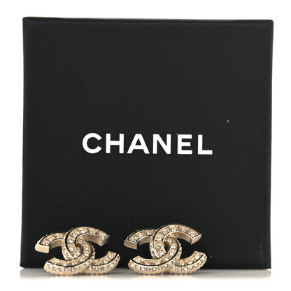 Chanel Crystal Timeless CC Earrings Light Gold 5 of 5