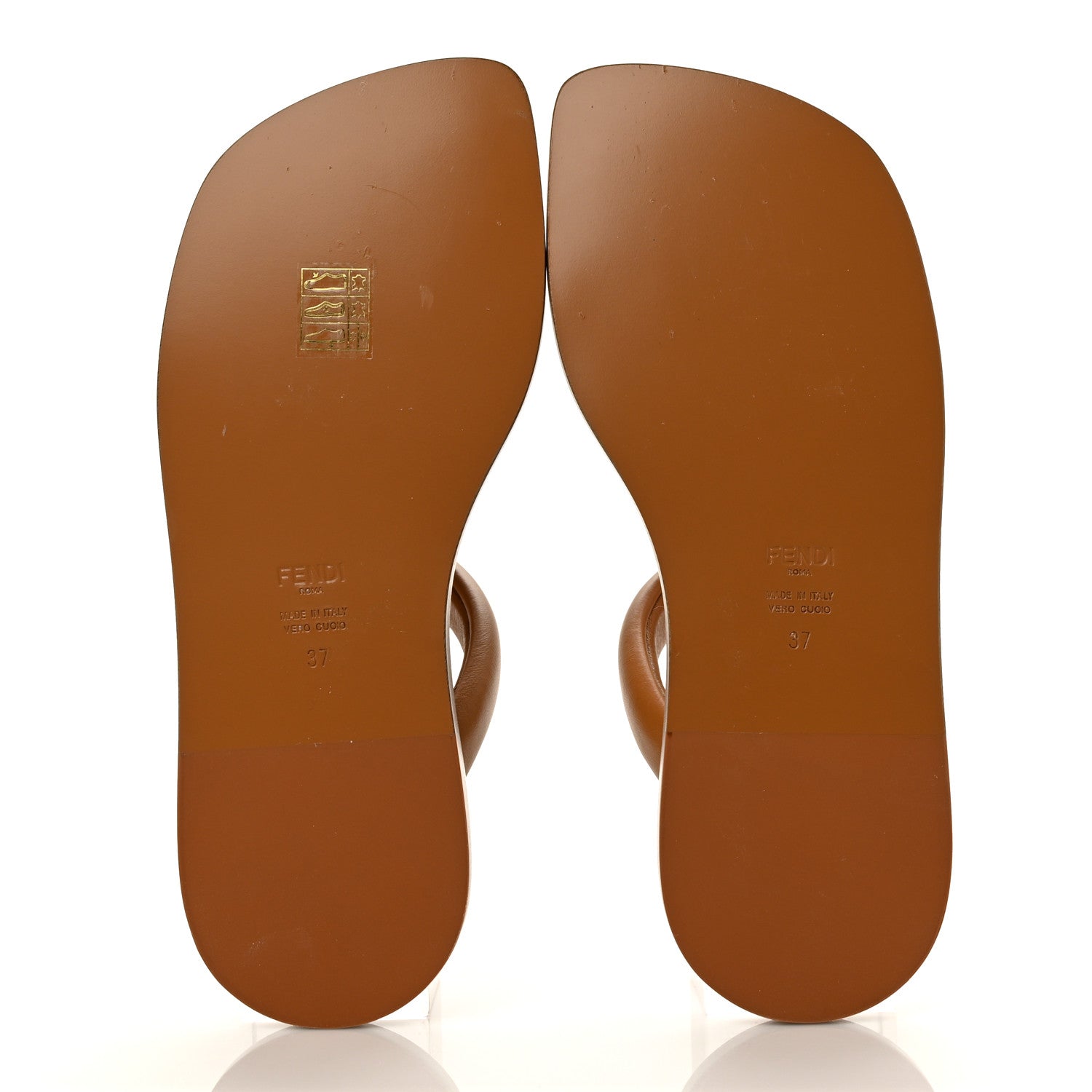 Fendi Nappa Fendi O'Lock Flat Slide Sandals 37 Caramello 5 of 7