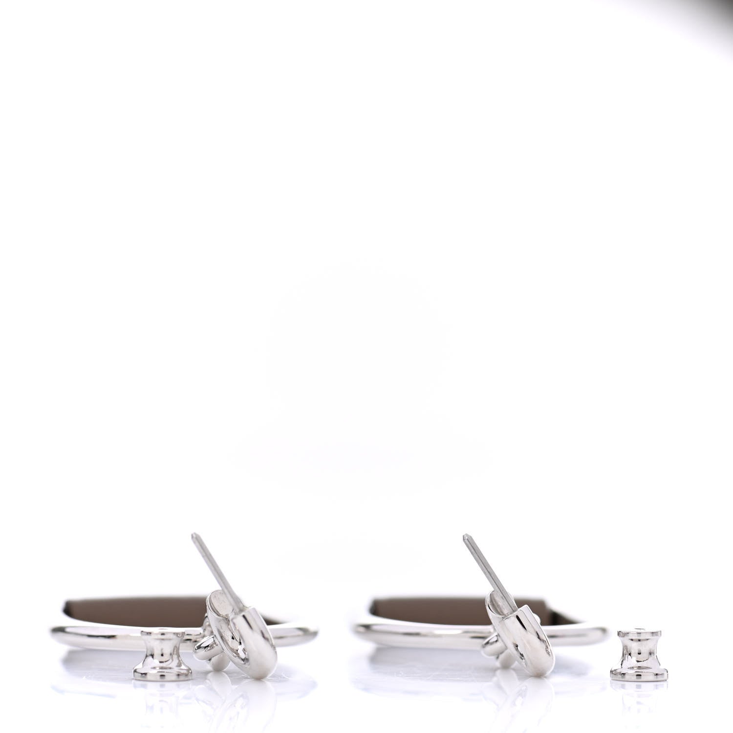 Hermes Palladium Swift Heritage Equestre Etrier Earrings Etoupe 3 of 4