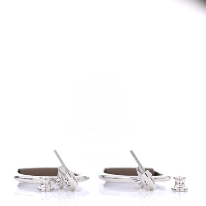 Hermes Palladium Swift Heritage Equestre Etrier Earrings Etoupe 3 of 4