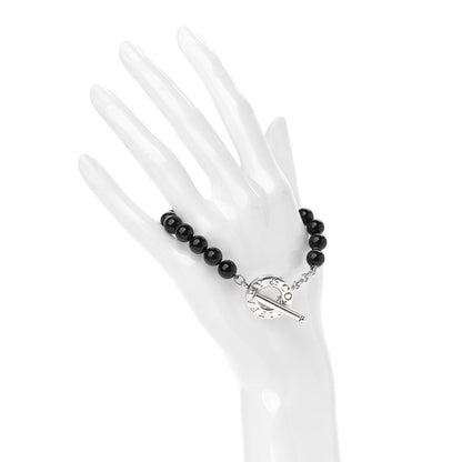 Tiffany Sterling Silver Black Onyx Bead Toggle Bracelet 2 of 4