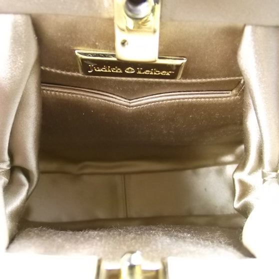 Satin Beaded Flower Evening Bag Gold