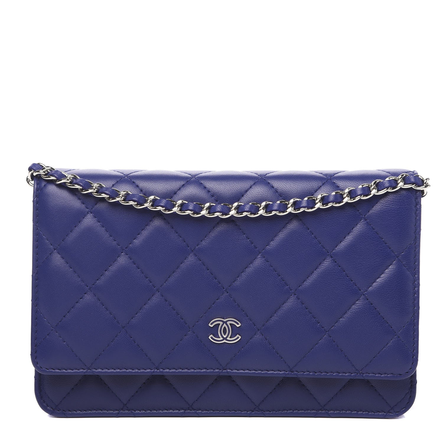 Chanel Lambskin Quilted Wallet On Chain WOC Purple 1 of 12