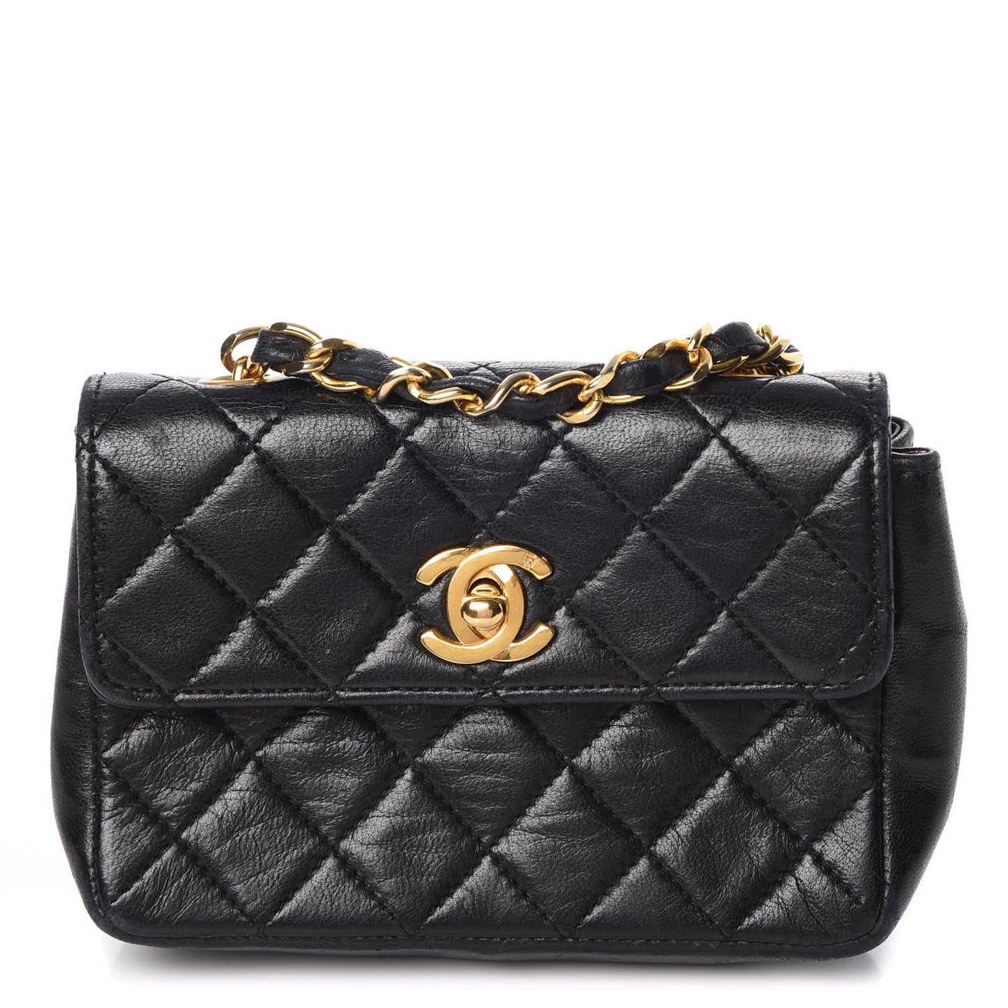 Lambskin Quilted Extra Mini Flap Black