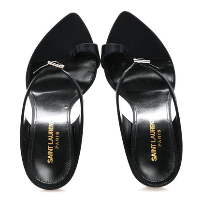 Saint Laurent Crepe Satin Dive Mule Sandals 38 Patriot Navy 2 of 10