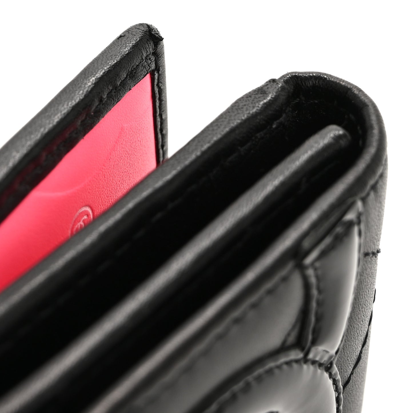 Calfskin Quilted Cambon Flap Wallet Black