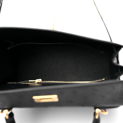 Hermes Ostrich Kelly Sellier 25 Black 5 of 10