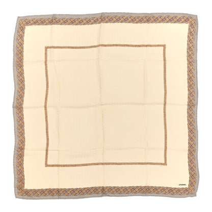 Chanel Silk Chain Print Square Scarf Beige 1 of 3