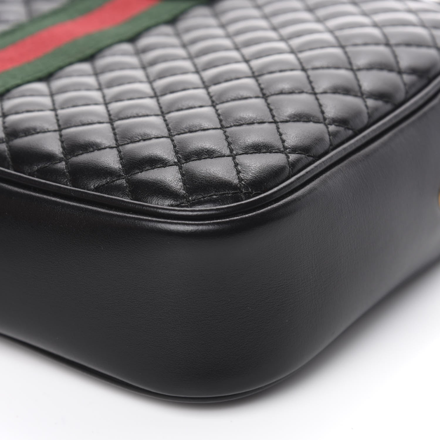 Gucci Calfskin Web Trapuntata Small GG Shoulder Bag Black 9 of 10