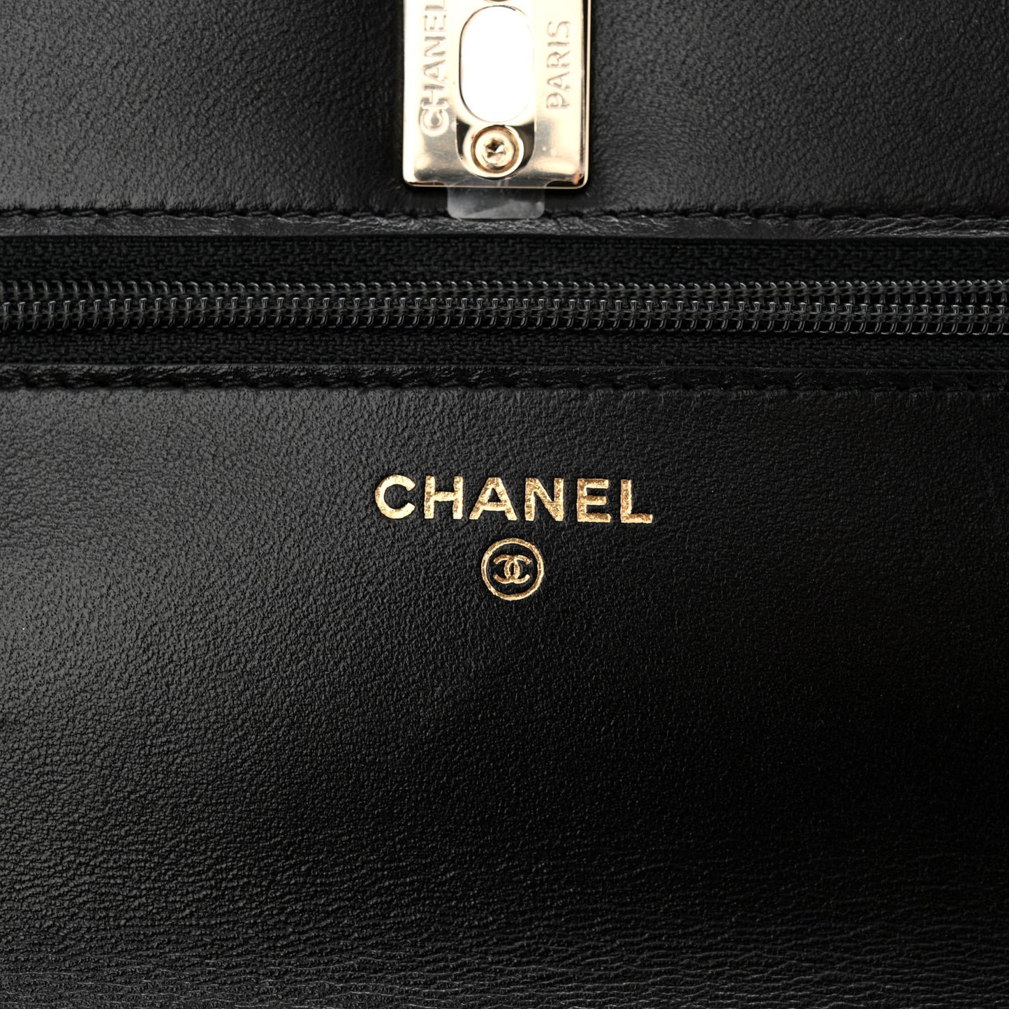 Lambskin Quilted Trendy Chain CC Wallet On Chain WOC Black