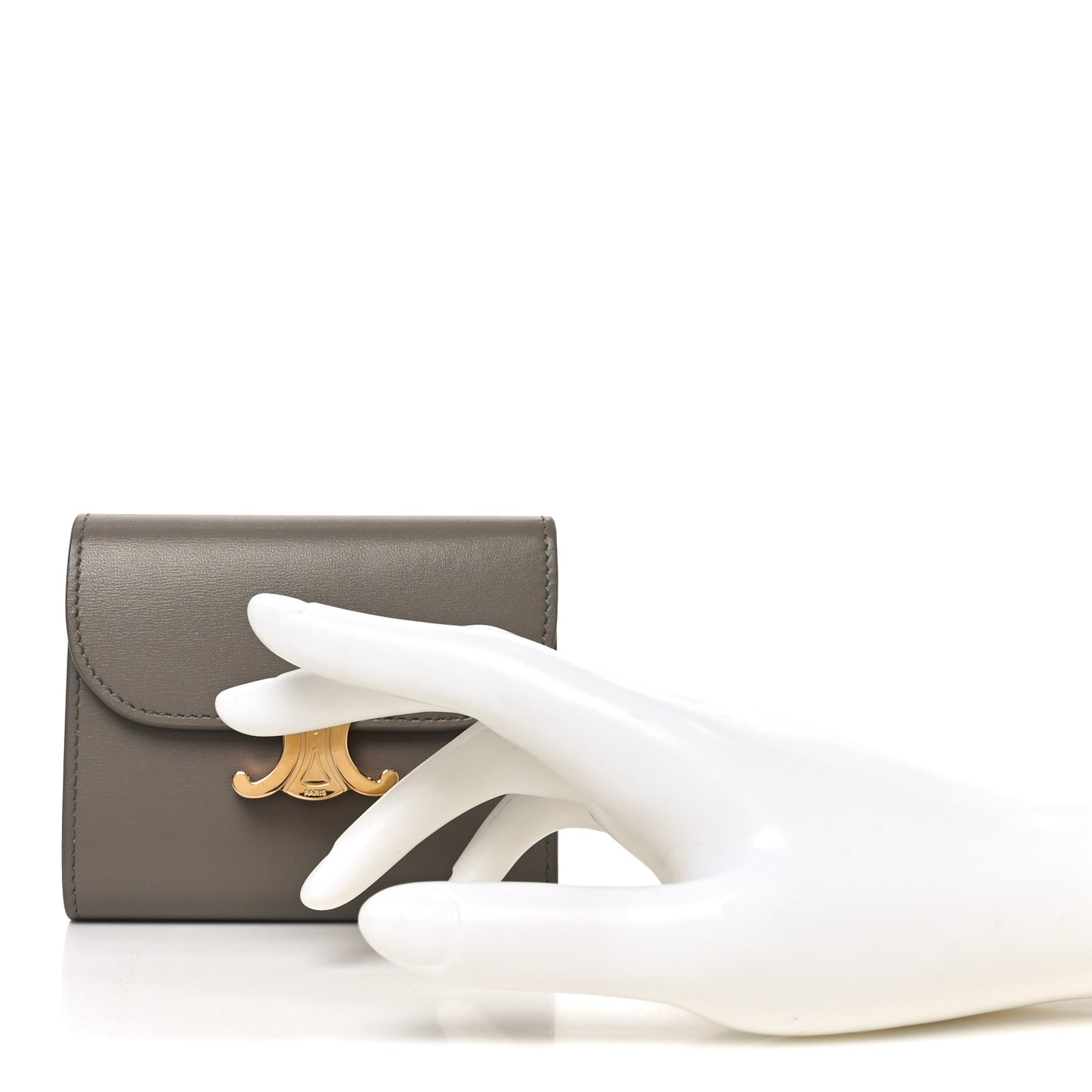 Shiny Calfskin Small Triomphe Wallet Pebble