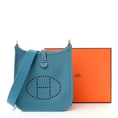 Hermes Taurillon Clemence Evelyne TPM New Blue Jean 11 of 11