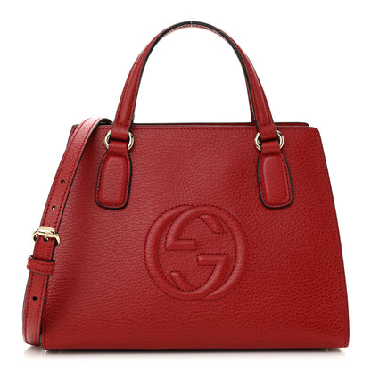 Gucci Dollar Calfskin Medium Soho Top Handle Satchel Hibiscus Red 1 of 10