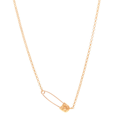 Chrome Hearts 22K Yellow Gold Safety Pin Chain Necklace 1 of 5
