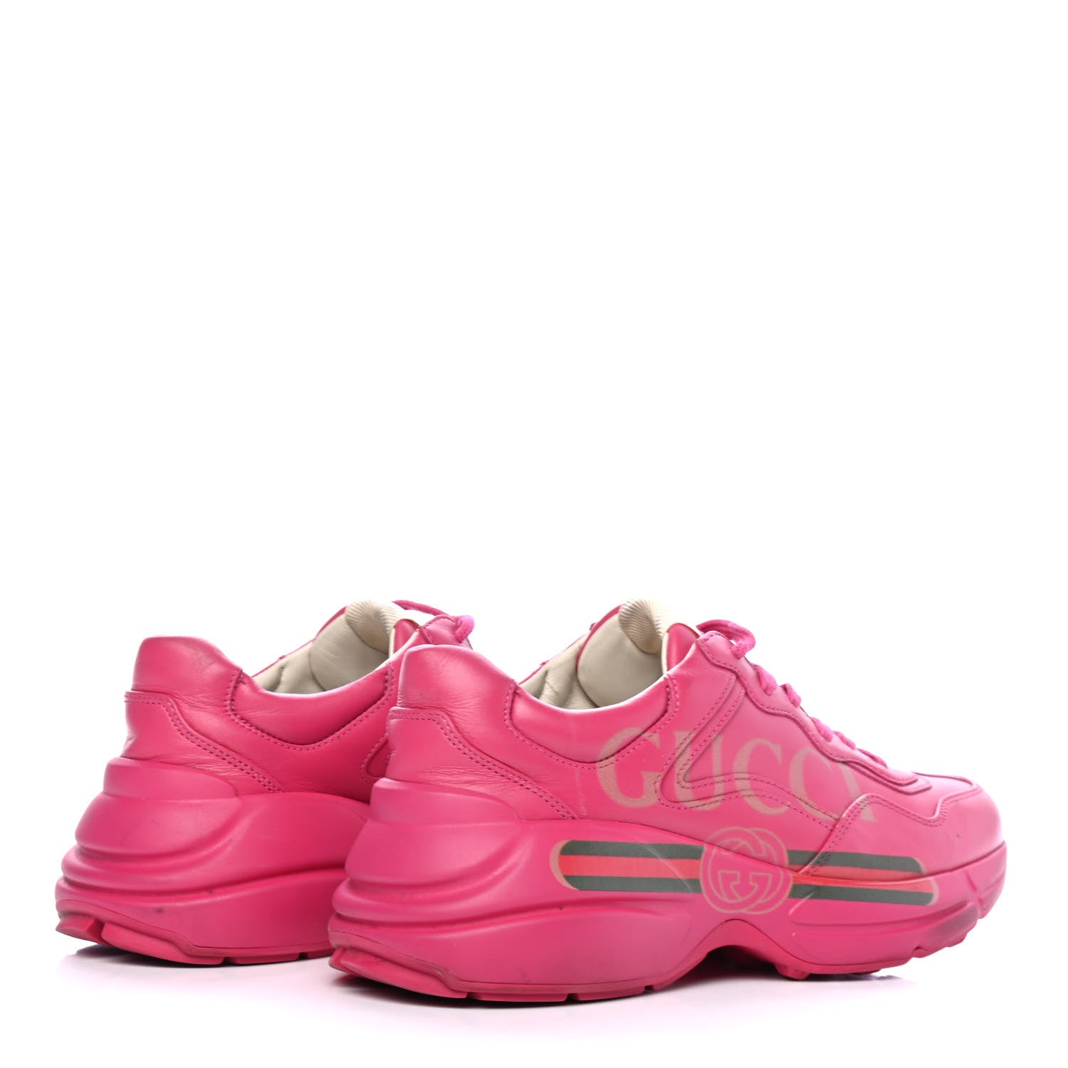 Gucci Calfskin Logo Womens Rhyton Sneakers 38.5 Box Pink 3 of 4