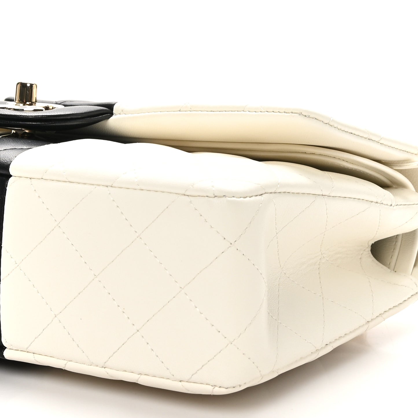 Lambskin Quilted Medium Double Flap White Black