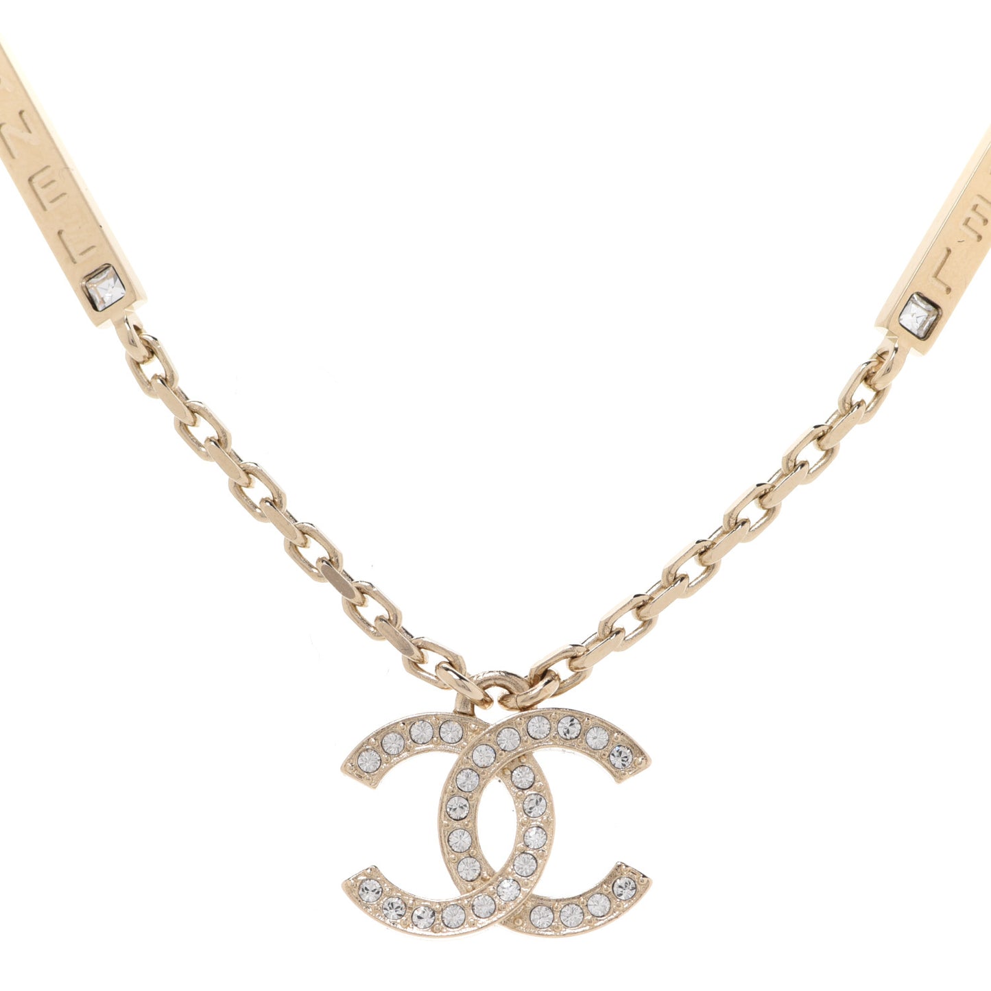 Crystal CC Pendant Necklace Gold