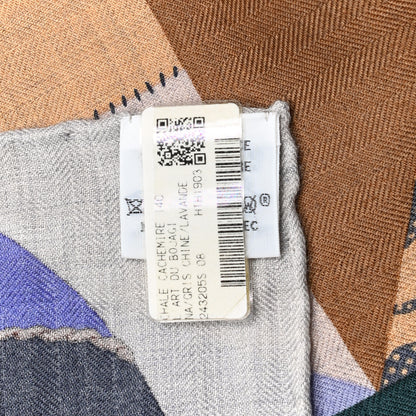 Hermes Cashmere Silk L'Art du Bojagi Shawl 140 Gris Chine Lavande 4 of 6