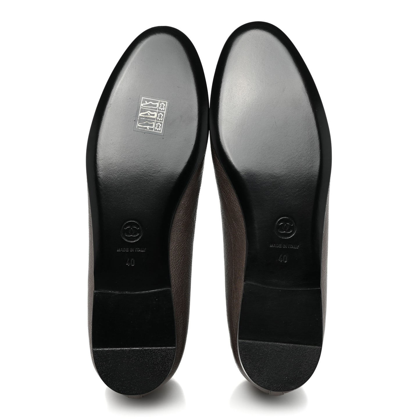 Iridescent Grained Calfskin Cap Toe Ballerina Flats 40 Dark Silver