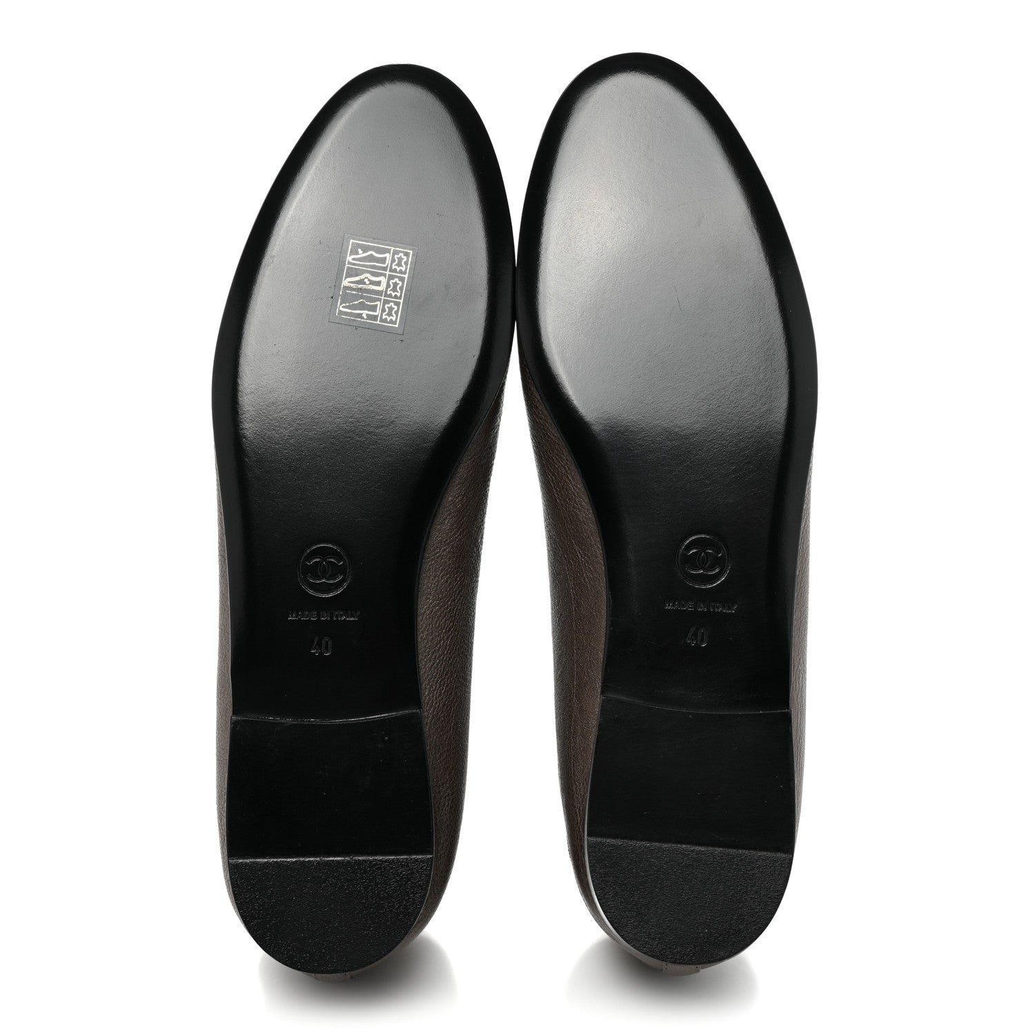 Chanel Iridescent Grained Calfskin Cap Toe Ballerina Flats 40 Dark Silver 5 of 8