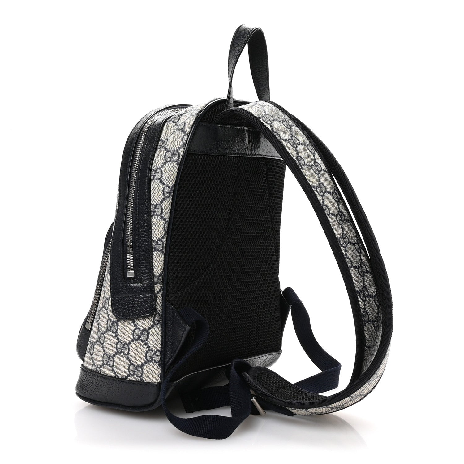 Gucci GG Supreme Monogram Textured Dollar Calfskin Web Small Ophidia Day Backpack Beige Blue Black 3 of 10