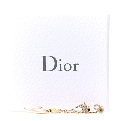 Christian Dior Pearl Crystal Shiny-D Dangle Chain Earrings Gold 5 of 5