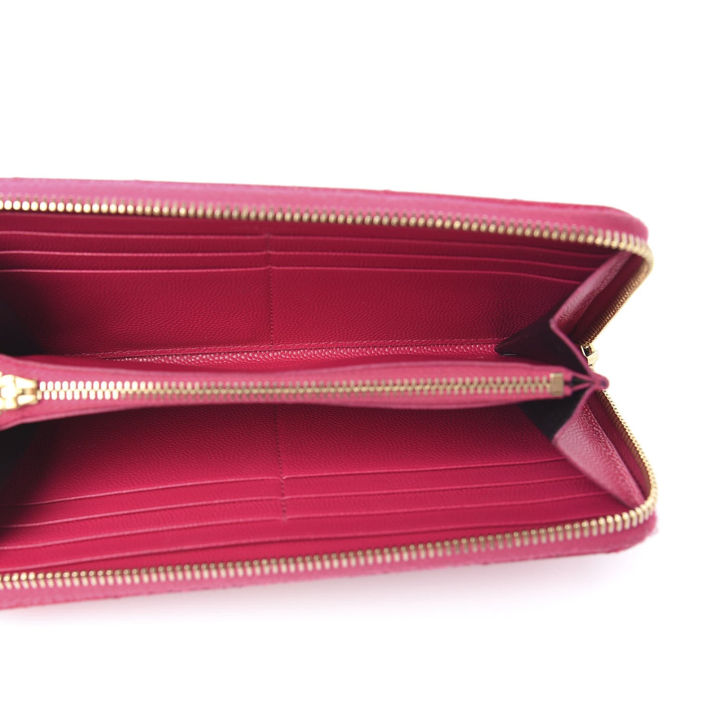 Grain De Poudre Matelasse Chevron Monogram Zip Around Wallet Fuchsia