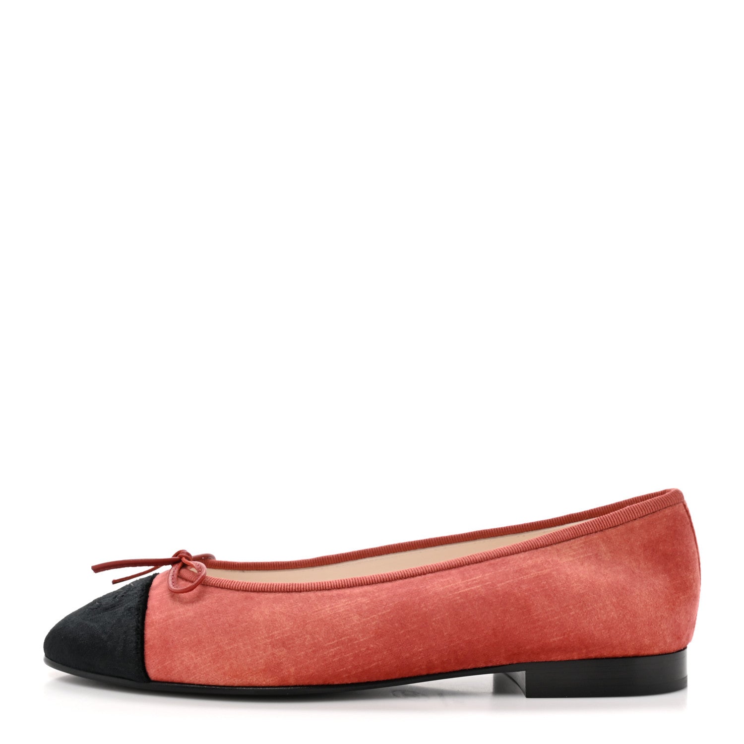 Chanel Velvet Cap Toe CC Ballerina Flats 39 Dark Pink Black 1 of 9