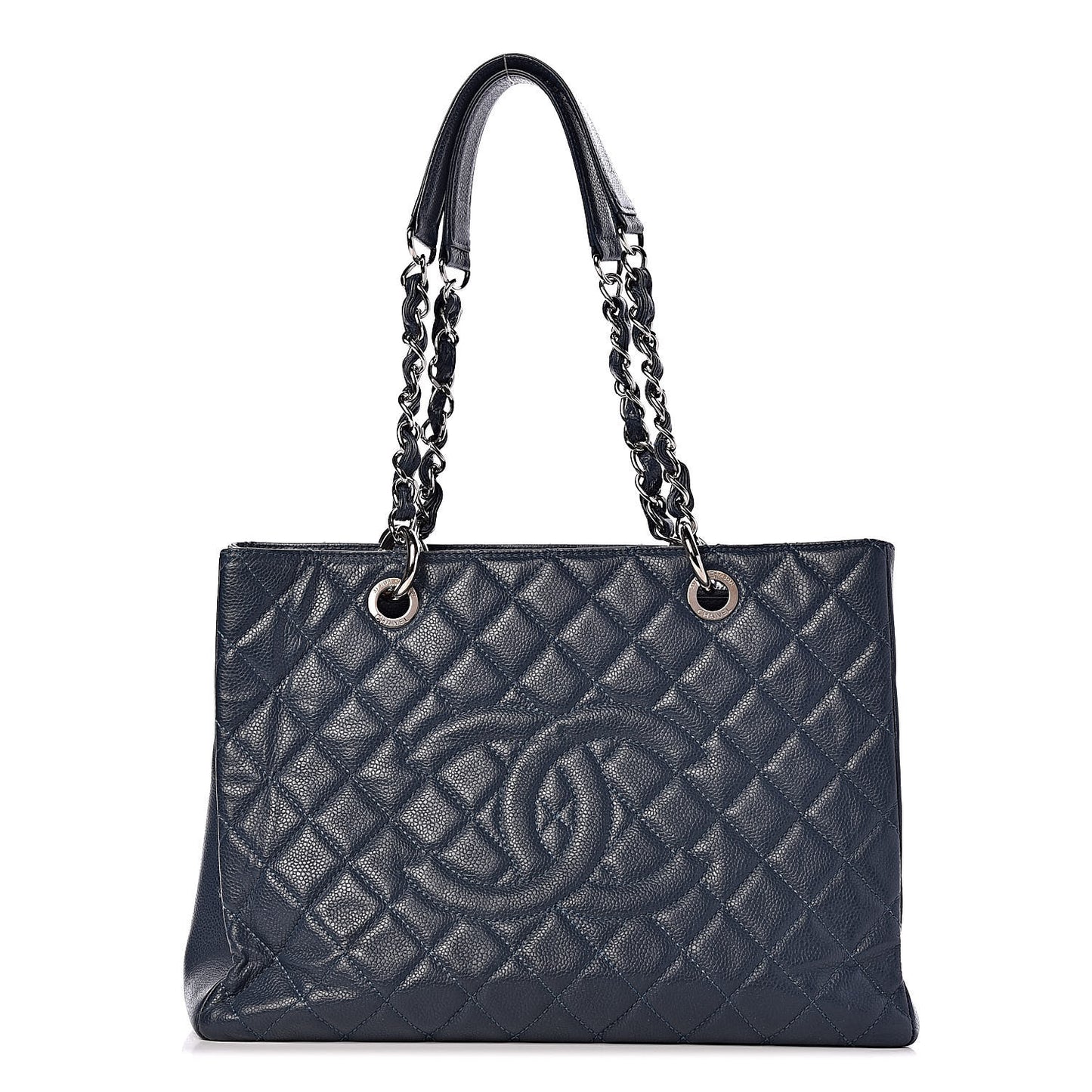 Caviar Quilted Grand Shopping Tote GST Dark Blue