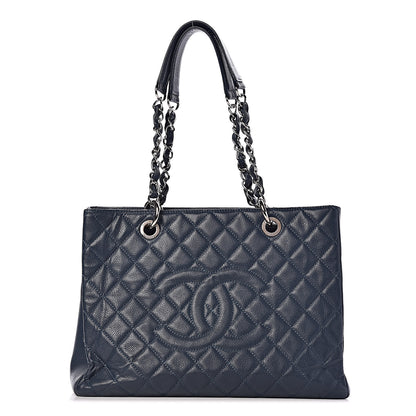 Chanel Caviar Quilted Grand Shopping Tote GST Dark Blue 1 of 14
