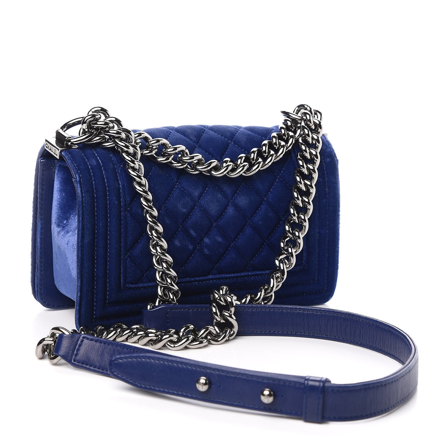 Velvet Quilted Small Boy Flap Blue