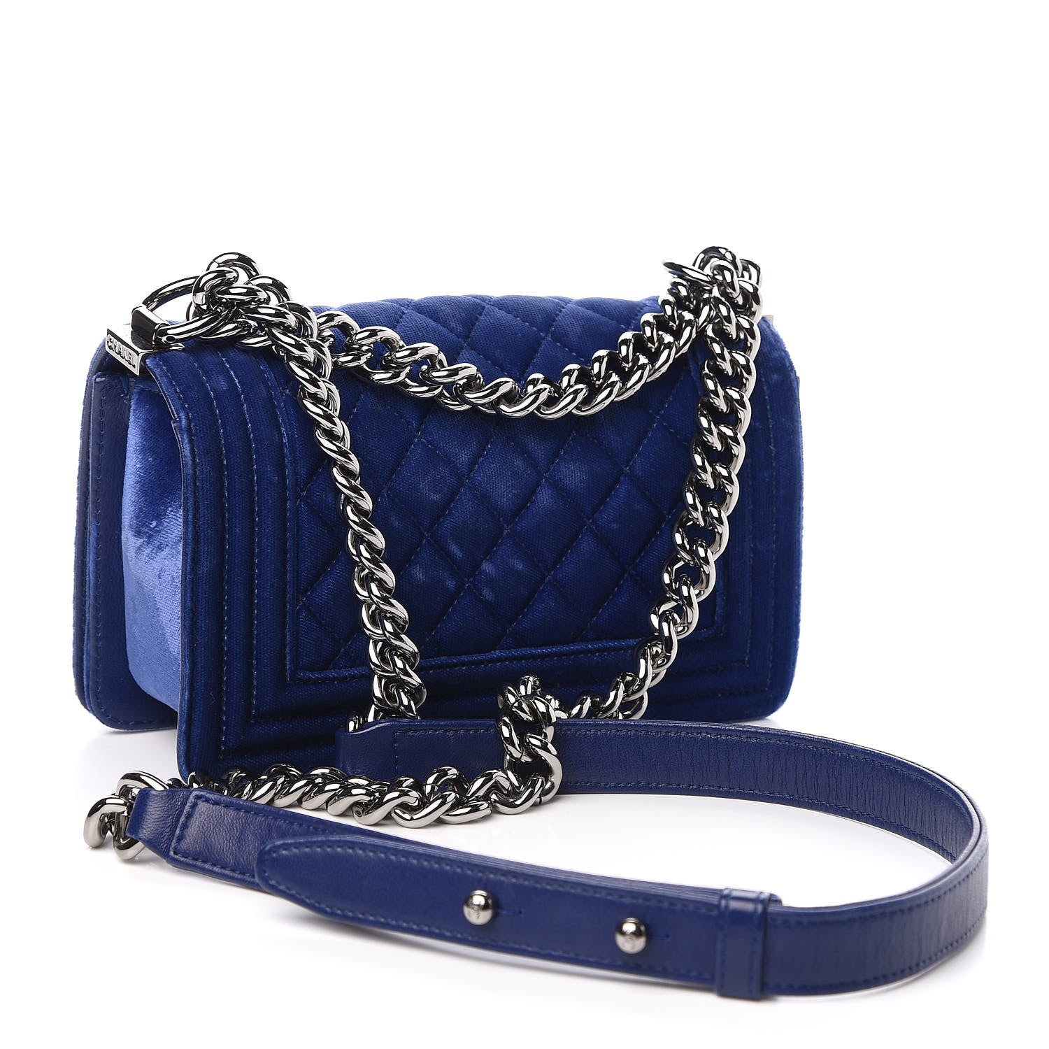 Chanel Velvet Quilted Small Boy Flap Blue 3 of 10