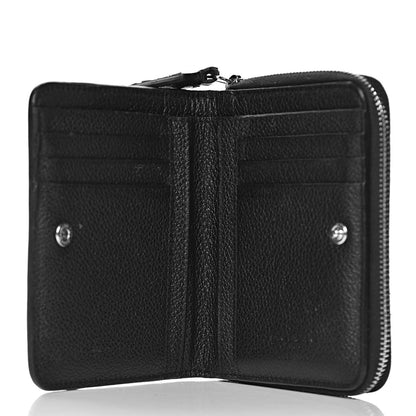 Saint Laurent Grained Calfskin Rive Gauche Compact Zip Around Wallet Black 5 of 9
