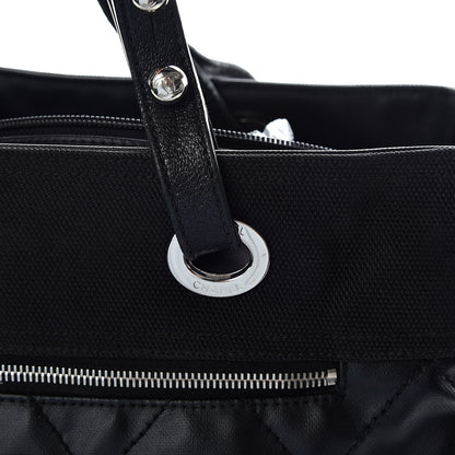 Chanel Coated Canvas Quilted Large Paris Biarritz Tote Black 18 of 22