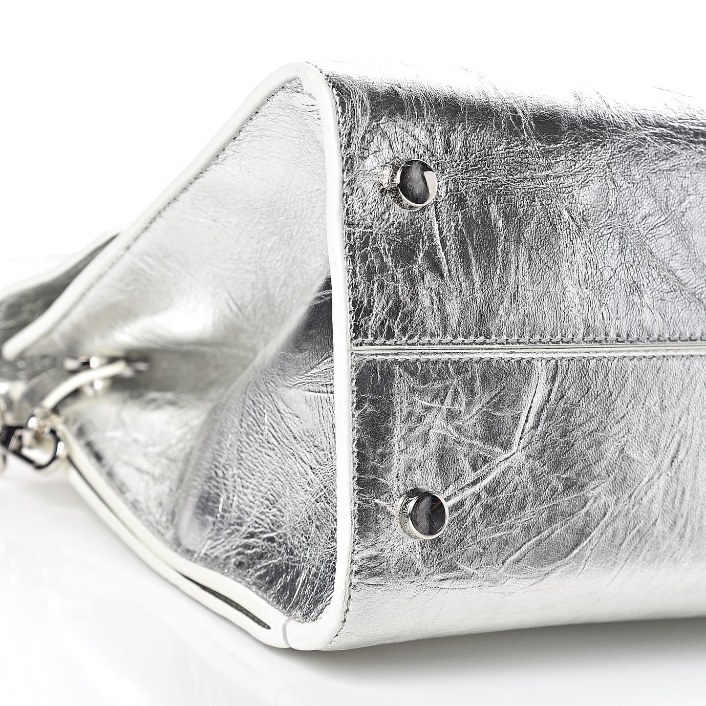 Metallic Calfskin Medium Diorever Flap Silver