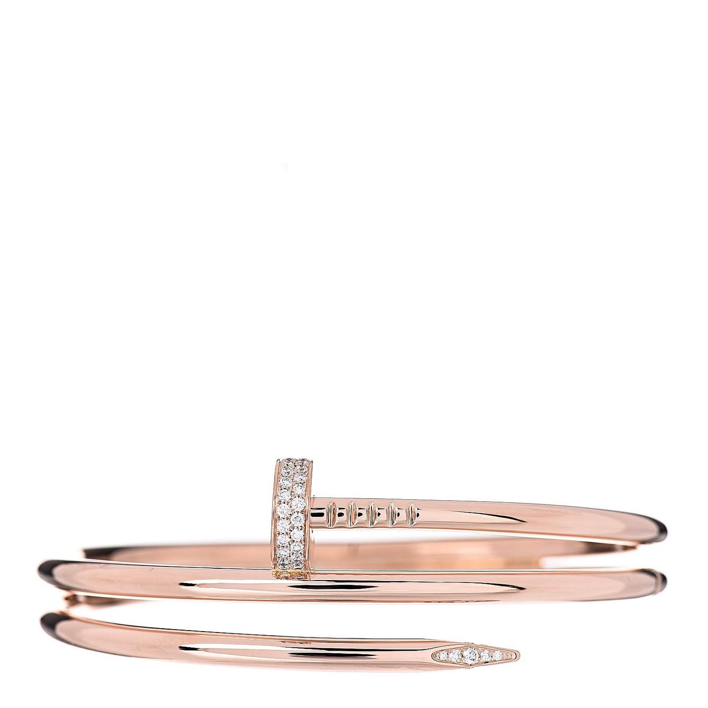 18K Pink Gold Diamond Double Wrap Juste Un Clou Bracelet 17