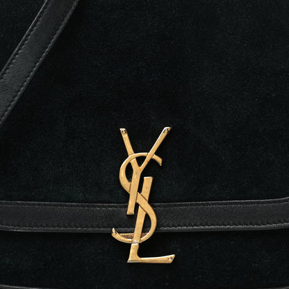 Saint Laurent Suede Smooth Calfskin Monogram Medium Solferino Soft Satchel Black 8 of 11