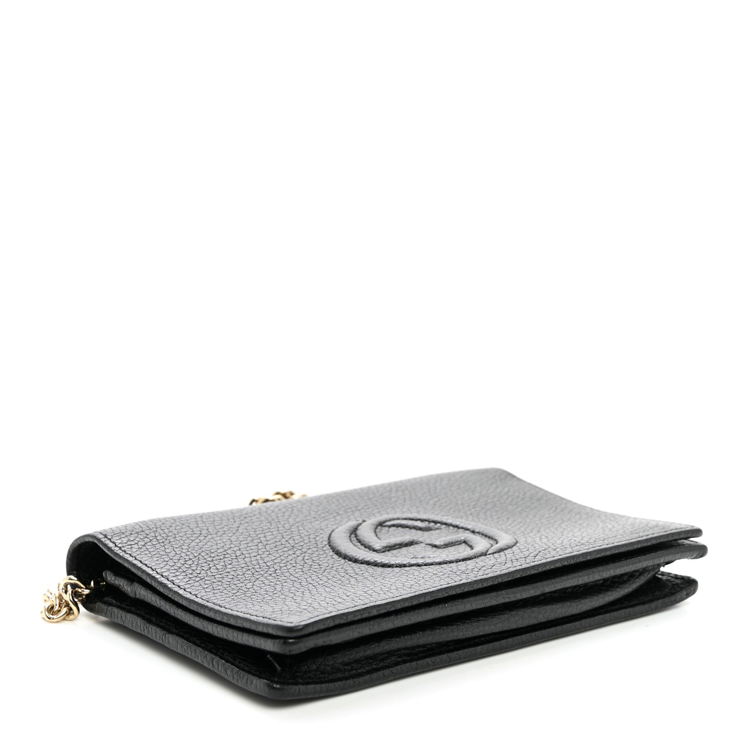 Pebbled Calfskin Soho Wallet On Chain Black