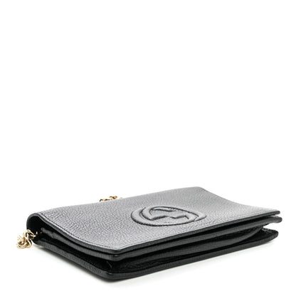 Gucci Pebbled Calfskin Soho Wallet On Chain Black 3 of 8